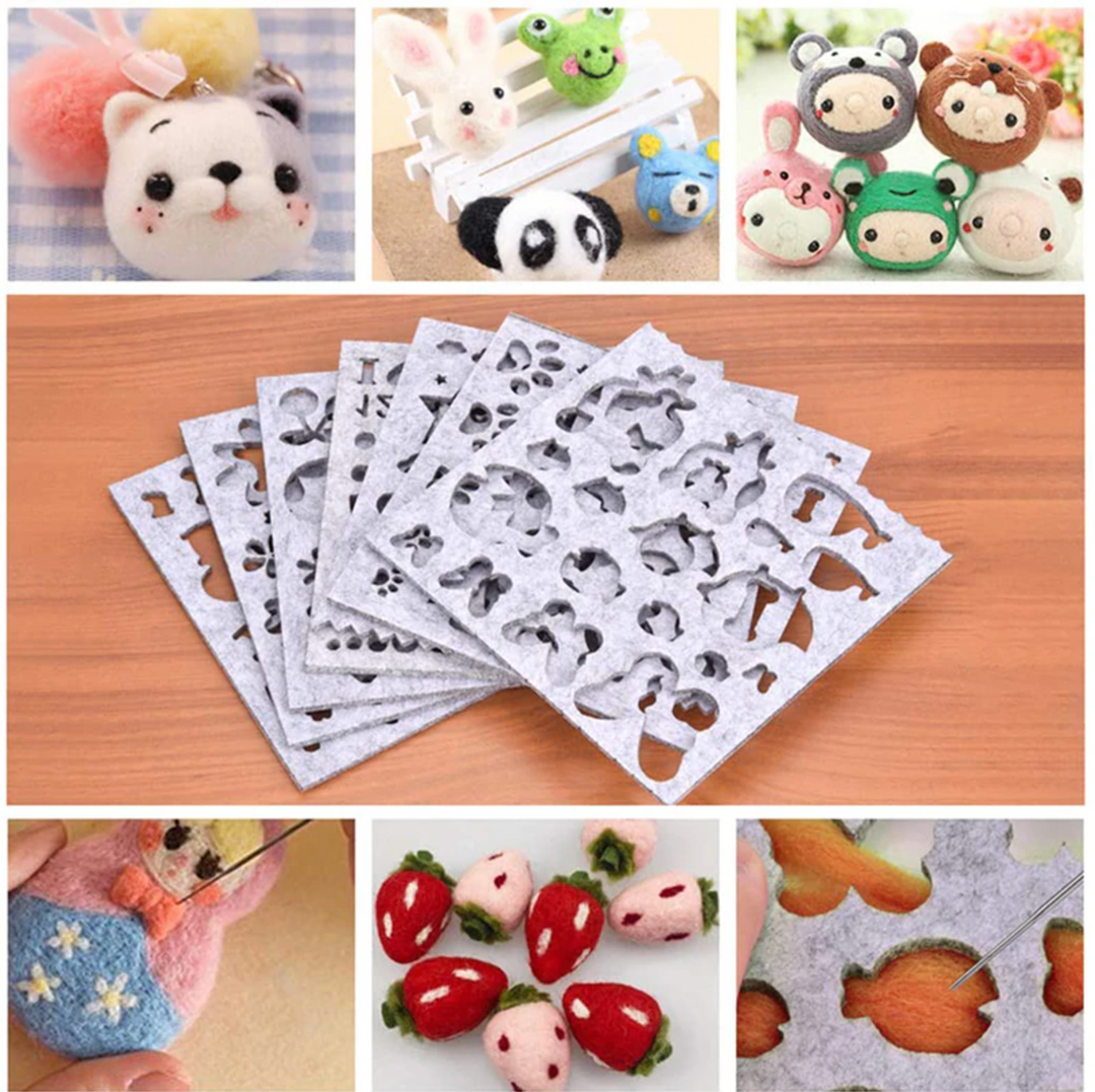 Beginner Felting Kit 7 Piece Needle Felting Template Set - DIY Felt ...