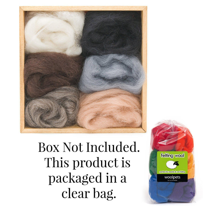 Neutral Corriedale Wool Roving - 6 Pack Assorted-Pre-Packaged Wool Sets-WoolPets-Acorns &amp; Twigs