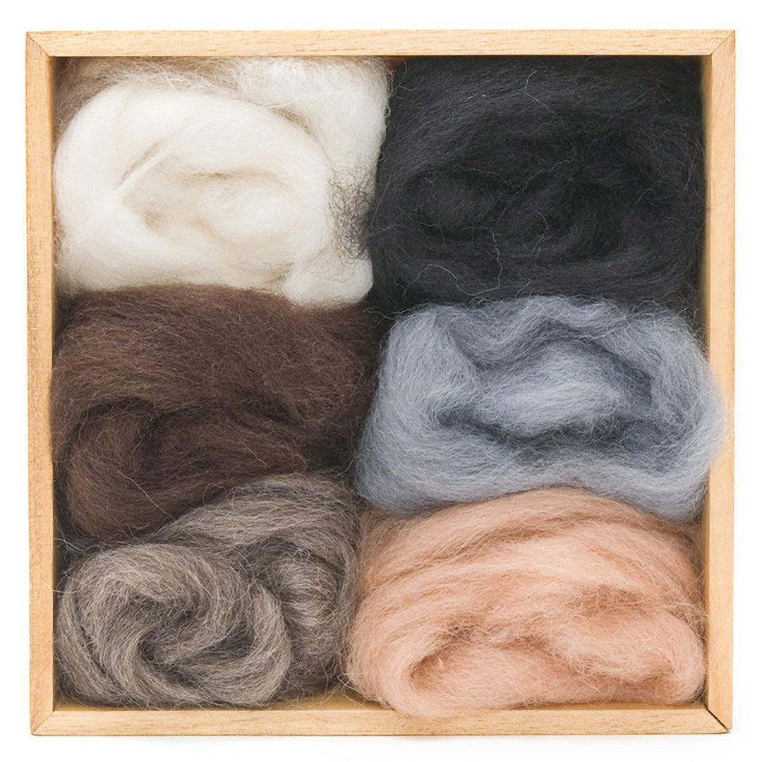Neutral Corriedale Wool Roving - 6 Pack Assorted-Pre-Packaged Wool Sets-WoolPets-Acorns &amp; Twigs