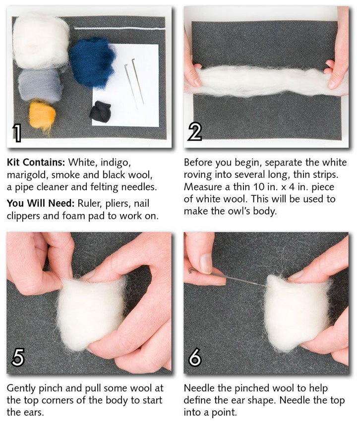 Owl Needle Felting Kit - Intermediate-Needle Felting-WoolPets-Acorns &amp; Twigs