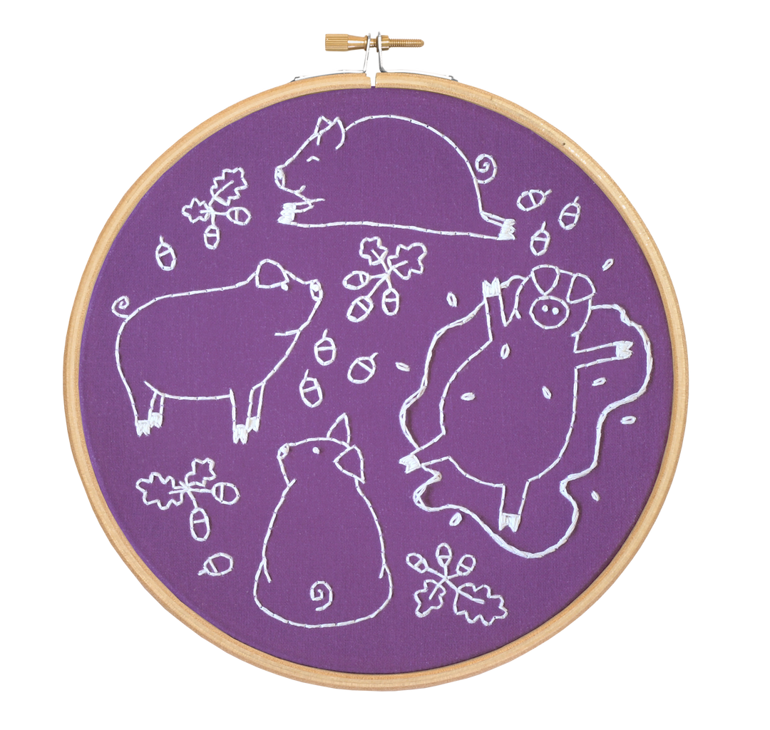 Playful Pigs Embroidery Kit-Embroidery-Hawthorn Handmade-Acorns &amp; Twigs