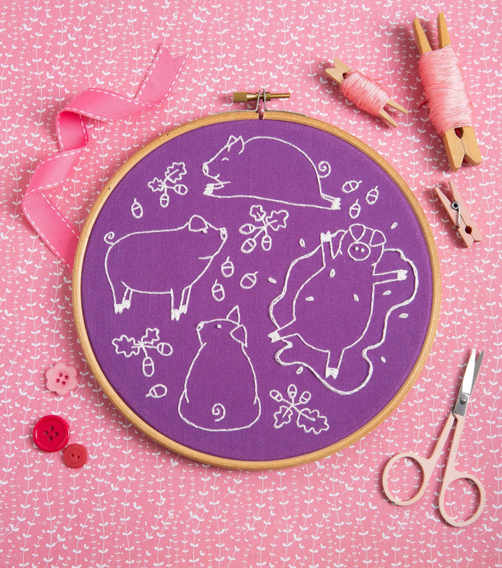 Playful Pigs Embroidery Kit-Embroidery-Hawthorn Handmade-Acorns &amp; Twigs