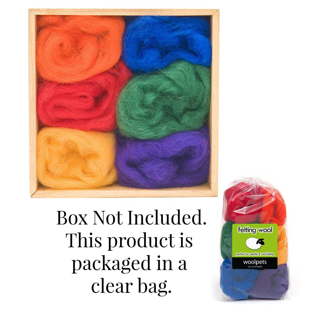 Rainbow Corriedale Wool Roving - 6 Pack Assorted-Pre-Packaged Wool Sets-WoolPets-Acorns &amp; Twigs
