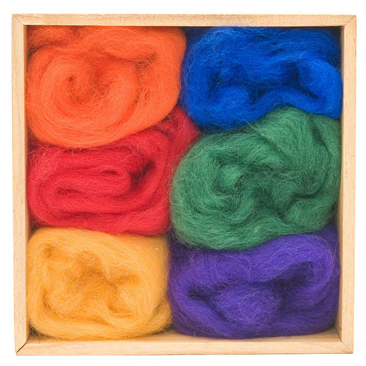 Rainbow Corriedale Wool Roving - 6 Pack Assorted-Pre-Packaged Wool Sets-WoolPets-Acorns &amp; Twigs