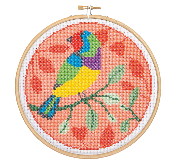 Rainbow Finch Cross Stitch Kit-Cross Stitch-Hawthorn Handmade-Acorns &amp; Twigs