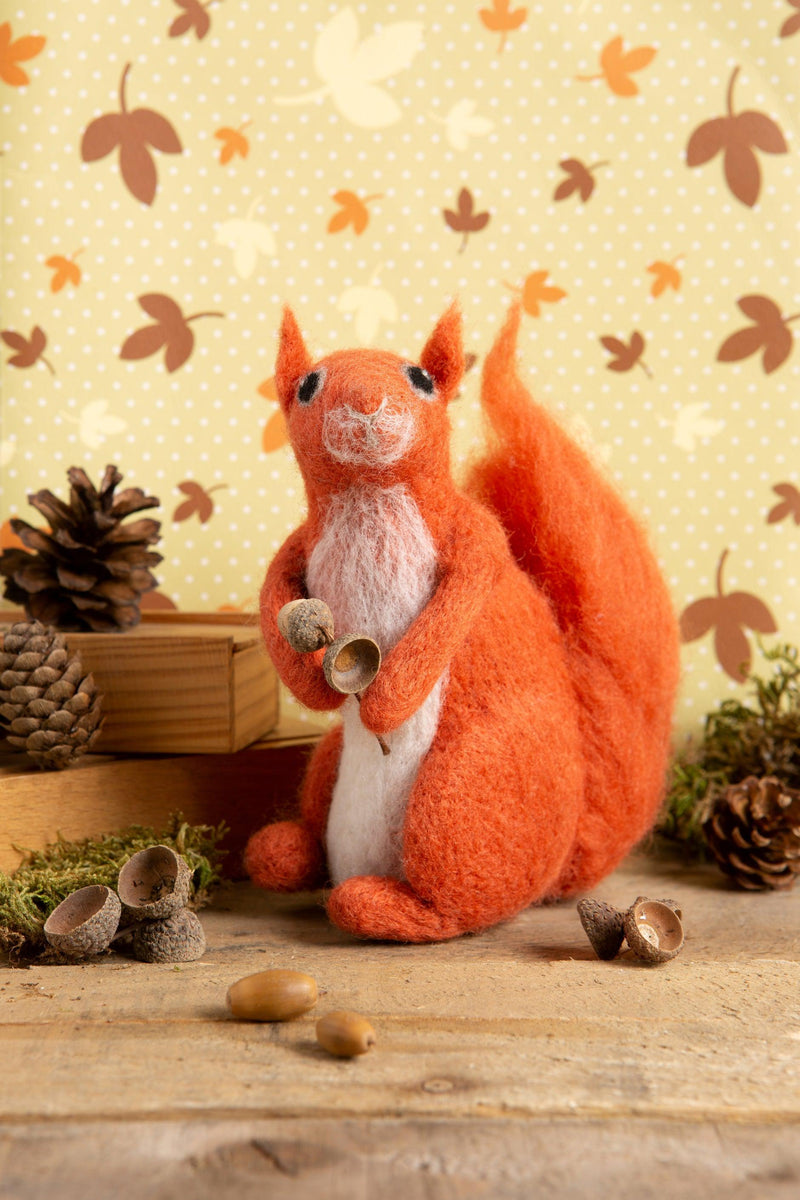 Red Squirrel Needle Felting Kit-Needle Felting-Hawthorn Handmade-Acorns & Twigs