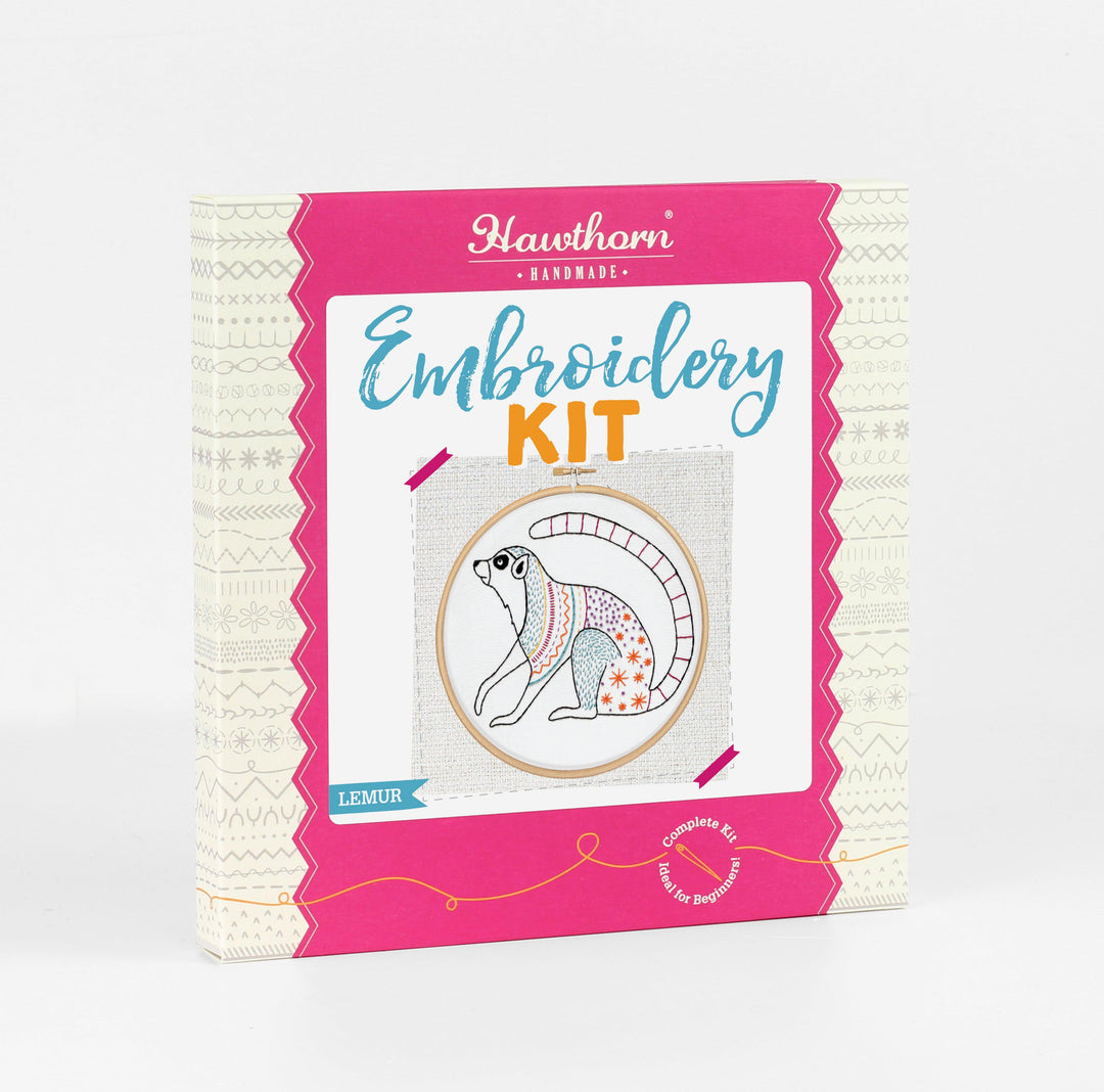 Ring-Tailed Lemur Embroidery Kit-Embroidery-Hawthorn Handmade-Acorns &amp; Twigs