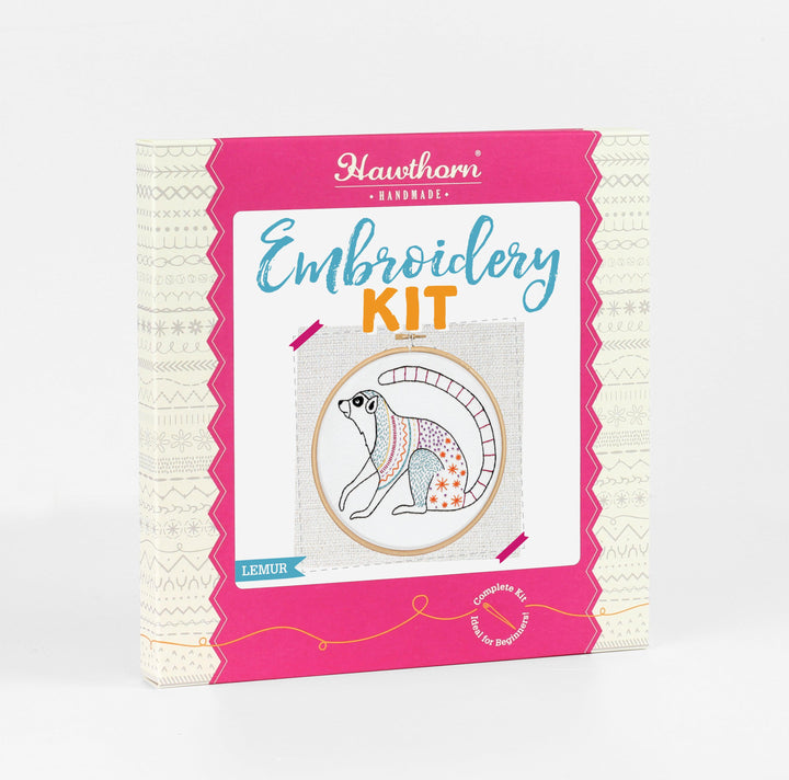 Ring-Tailed Lemur Embroidery Kit-Embroidery-Hawthorn Handmade-Acorns &amp; Twigs