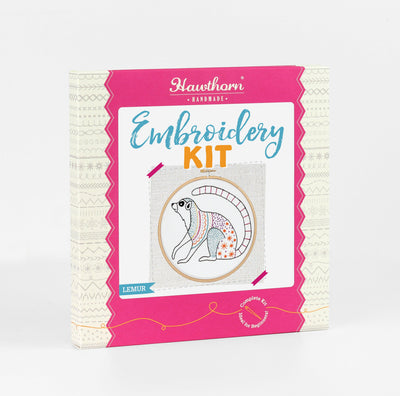 Ring-Tailed Lemur Embroidery Kit-Embroidery-Hawthorn Handmade-Acorns & Twigs