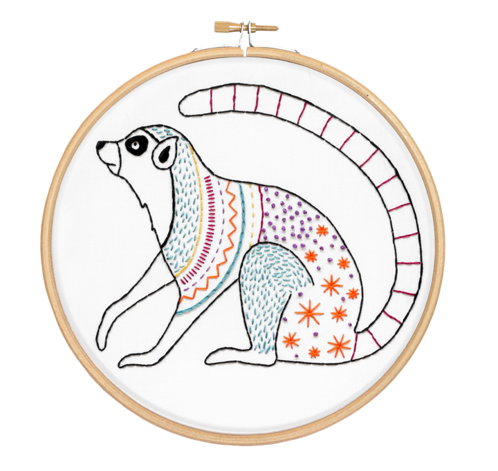 Ring-Tailed Lemur Embroidery Kit-Embroidery-Hawthorn Handmade-Acorns &amp; Twigs