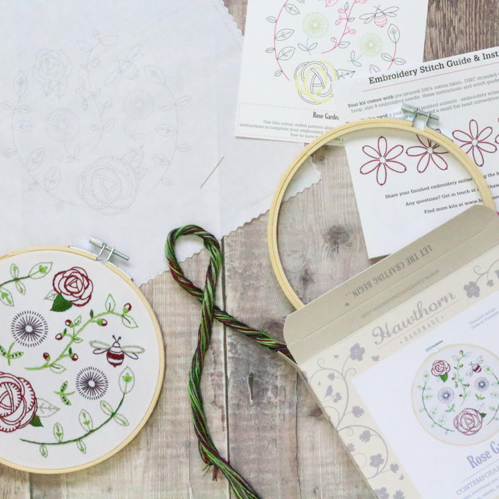 Rose Garden Embroidery Kit-Embroidery-Hawthorn Handmade-Acorns &amp; Twigs