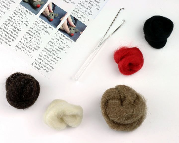 Rudolph Brooch Felting Kit-Needle Felting-Hawthorn Handmade-Acorns &amp; Twigs