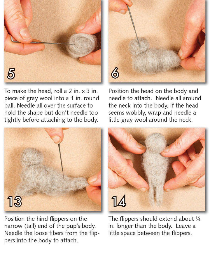 Seal Pups Needle Felting Kit - EASY-Needle Felting-WoolPets-Acorns &amp; Twigs