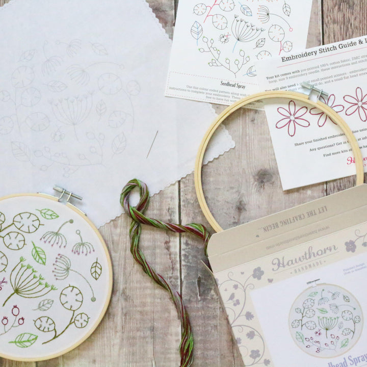 Seedhead Spray Embroidery Kit-Embroidery-Hawthorn Handmade-Acorns &amp; Twigs