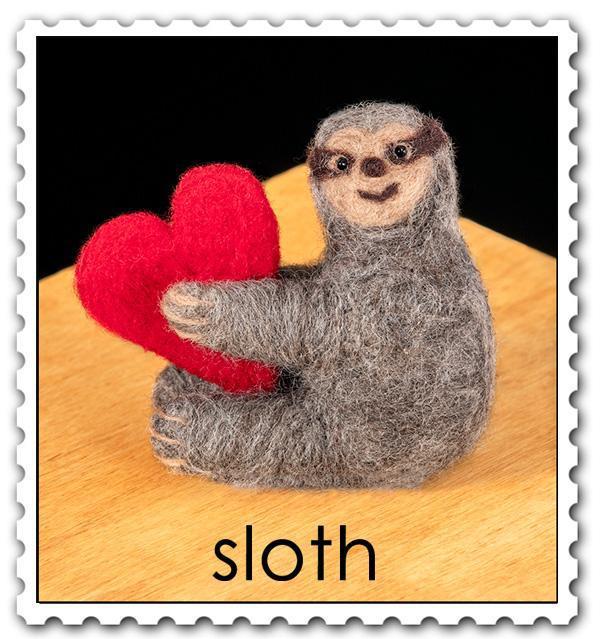 Sloth Needle Felting Kit - EASY-Needle Felting-WoolPets-Acorns &amp; Twigs
