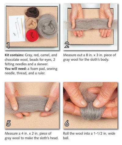 Sloth Needle Felting Kit - EASY-Needle Felting-WoolPets-Acorns & Twigs