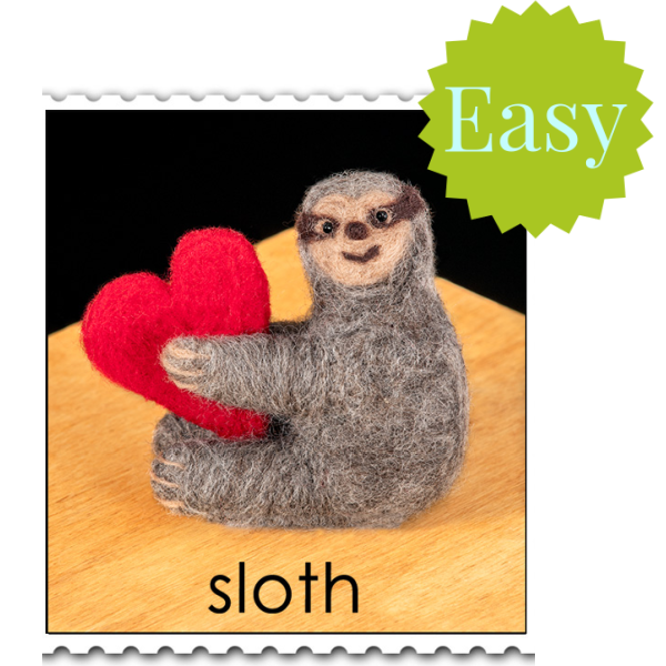 Sloth Needle Felting Kit - EASY-Needle Felting-WoolPets-Acorns &amp; Twigs