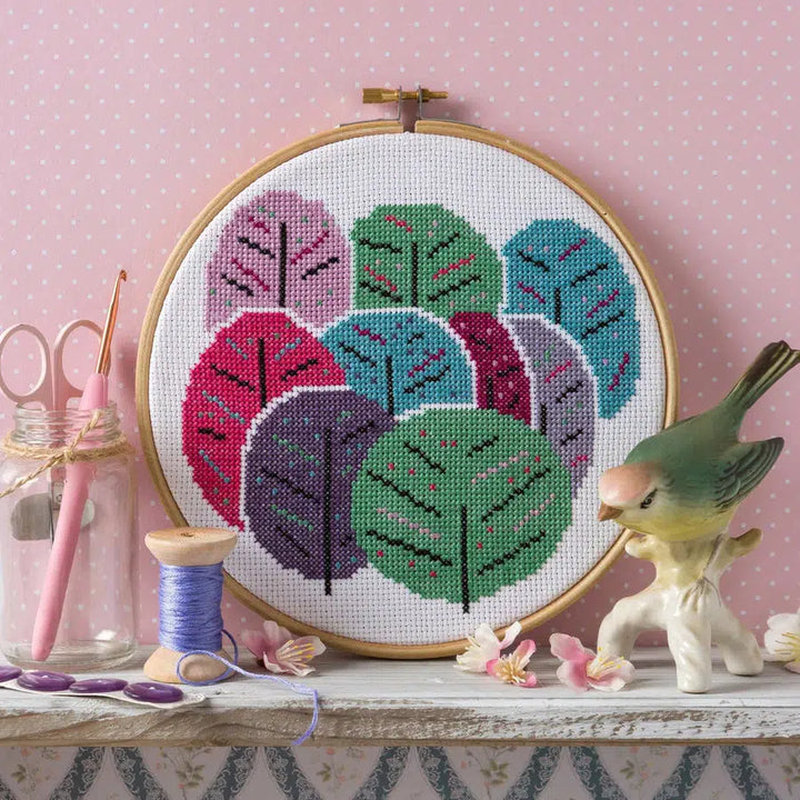 Spring Trees Cross Stitch Kit-Cross Stitch-Hawthorn Handmade-Acorns &amp; Twigs