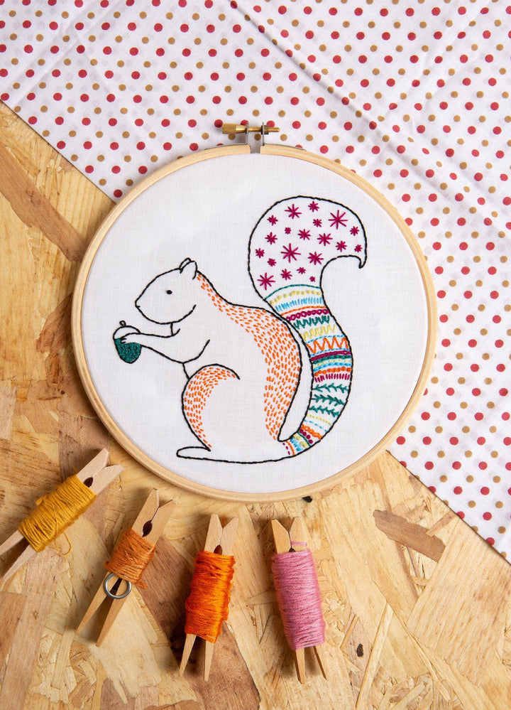 Squirrel Embroidery Kit-Embroidery-Hawthorn Handmade-Acorns &amp; Twigs