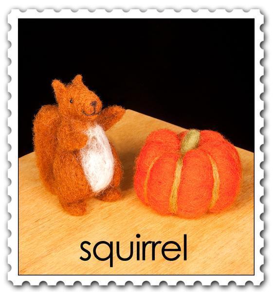 Squirrel Felting Kit - Starter Kit-Needle Felting-WoolPets-Acorns &amp; Twigs
