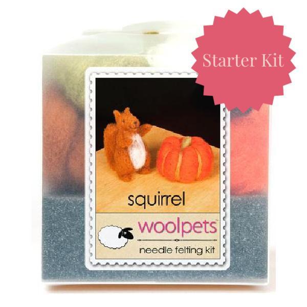 Squirrel Felting Kit - Starter Kit-Needle Felting-WoolPets-Acorns &amp; Twigs