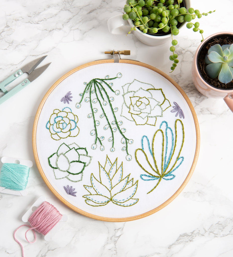 succulent embroidery kit Succulents Embroidery Kit – Acorns & Twigs