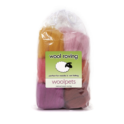 Sunset Corriedale Wool Roving - 6 Pack Assorted-Pre-Packaged Wool Sets-WoolPets-Acorns & Twigs