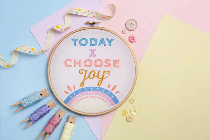 Today I Choose Joy Embroidery Kit-Cross Stitch-Hawthorn Handmade-Acorns &amp; Twigs
