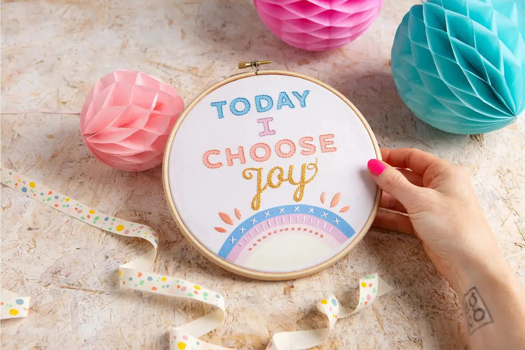 Today I Choose Joy Embroidery Kit-Cross Stitch-Hawthorn Handmade-Acorns &amp; Twigs