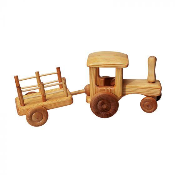 Tractor with Trailer-Wooden Toy-Debresk-Acorns & Twigs