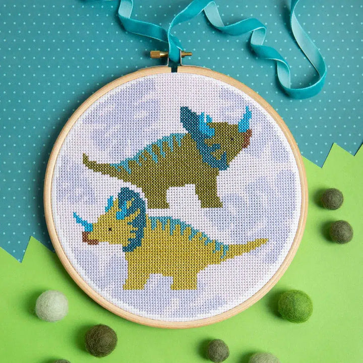 Triceratops Cross Stitch Kit-Cross Stitch-Hawthorn Handmade-Acorns &amp; Twigs