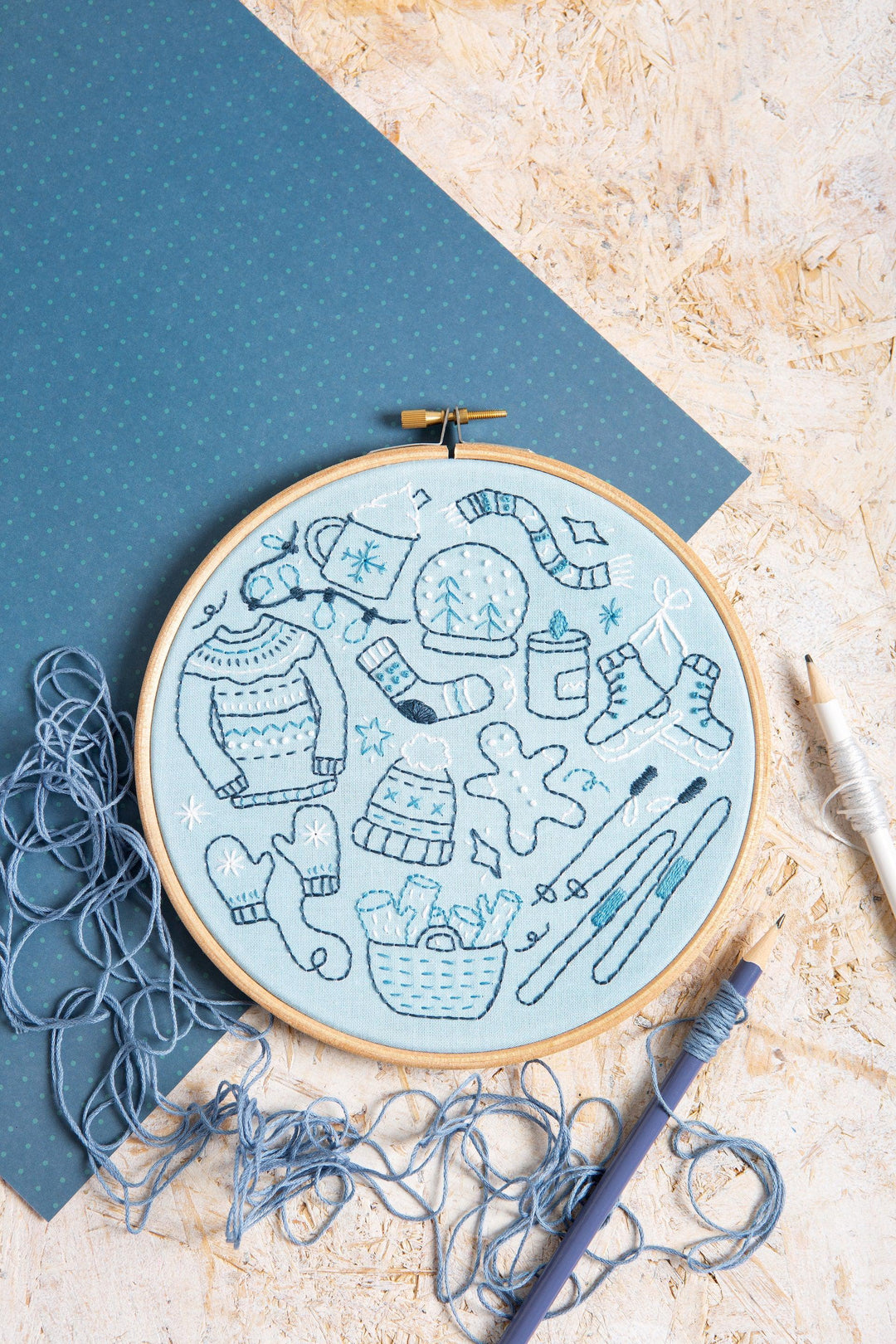 Winter Doodles Embroidery Kit-Embroidery-Hawthorn Handmade-Acorns &amp; Twigs