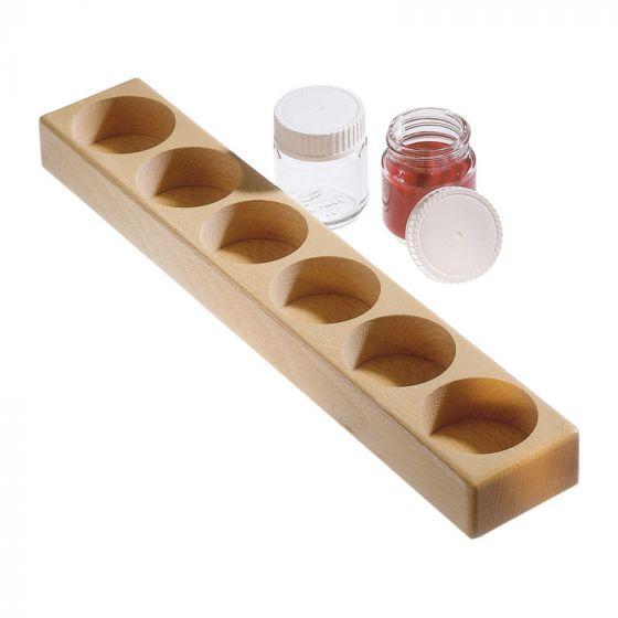 Wooden Holder for 6 Paint Jars w/ Lids-Painting-Mercurius-Acorns &amp; Twigs